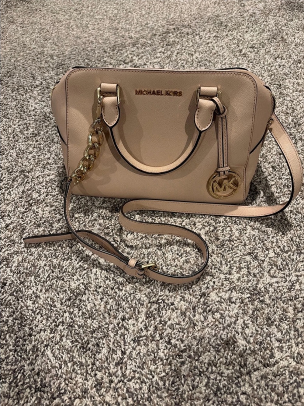 Michael Kors Blush Saffiano Leather Crossbody Dome Satchel